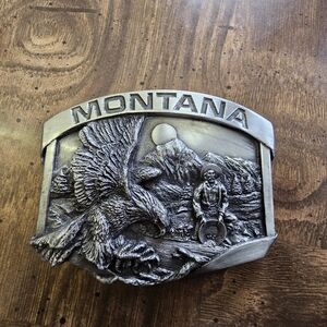 Vintage Siskiyou Pewter Eagle/Montana Belt Buckle